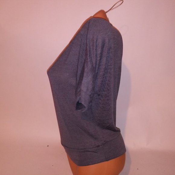 Annabelle Sweater‎ Womens Solid Gray Dolman Sleeve Scoop Neck Lightweight Button - Picture 6 of 7